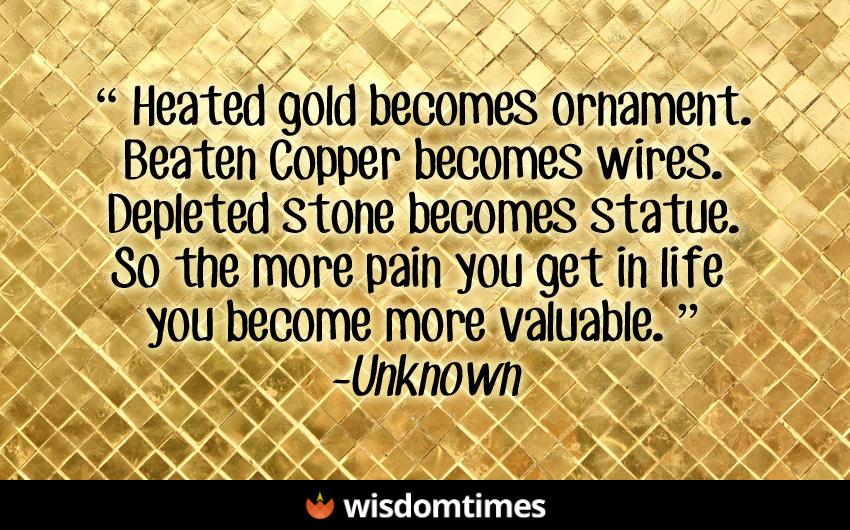 Heated gold becomes ornament Beaten 